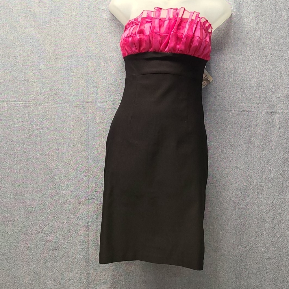 Shasa Black/Pink Strapless Special Occasion Dress (Lg) NWT